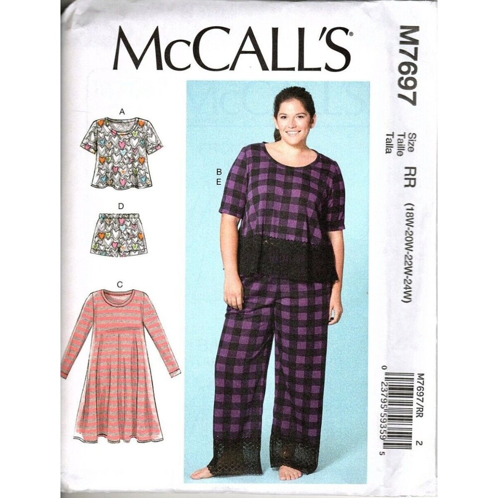 McCall's M7697 Womens 18W to 24W Top, Dress, Pants, Shorts Uncut Sewing Pattern